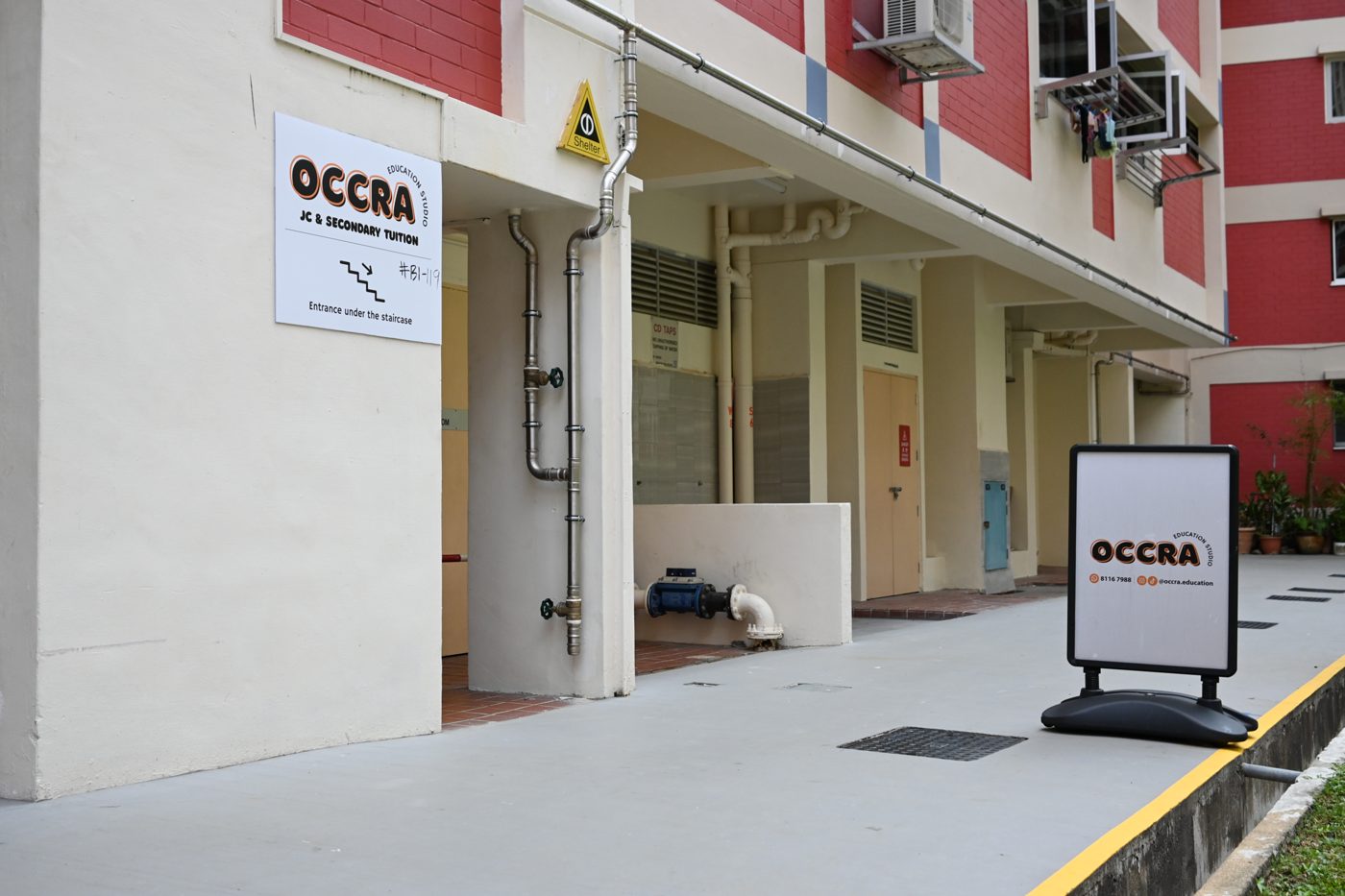 Tuition centre entrance and signage